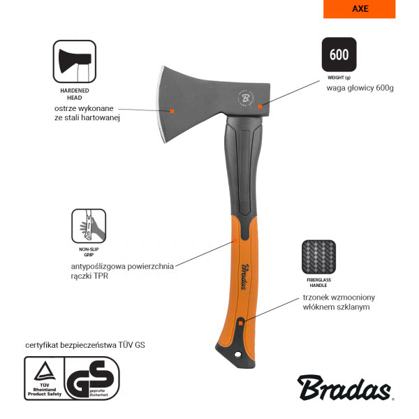 Τσεκούρι Fiberglass Πολλαπλών Χρήσεων 600gr Bradas - KT-SF1060 - Image 3