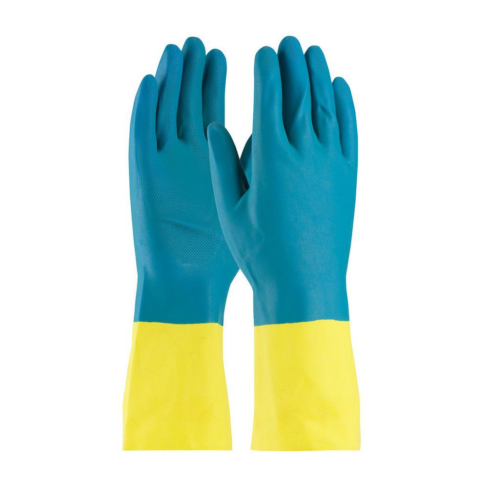 Γάντια latex κίτρινο-γαλάζιο 100gr xl 30cm