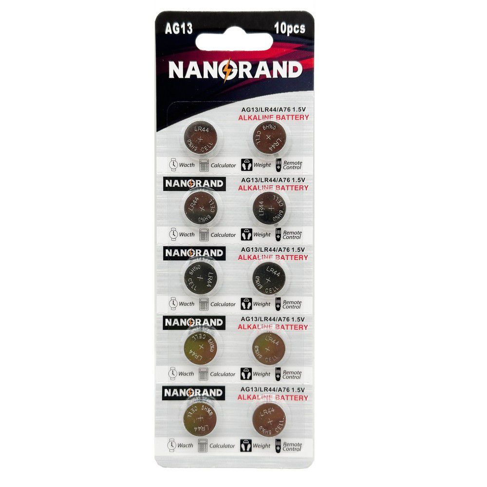 Μπαταρία Nanorand αλκαλική ag13 lr44 a76 1.5V 10 τεμάχια