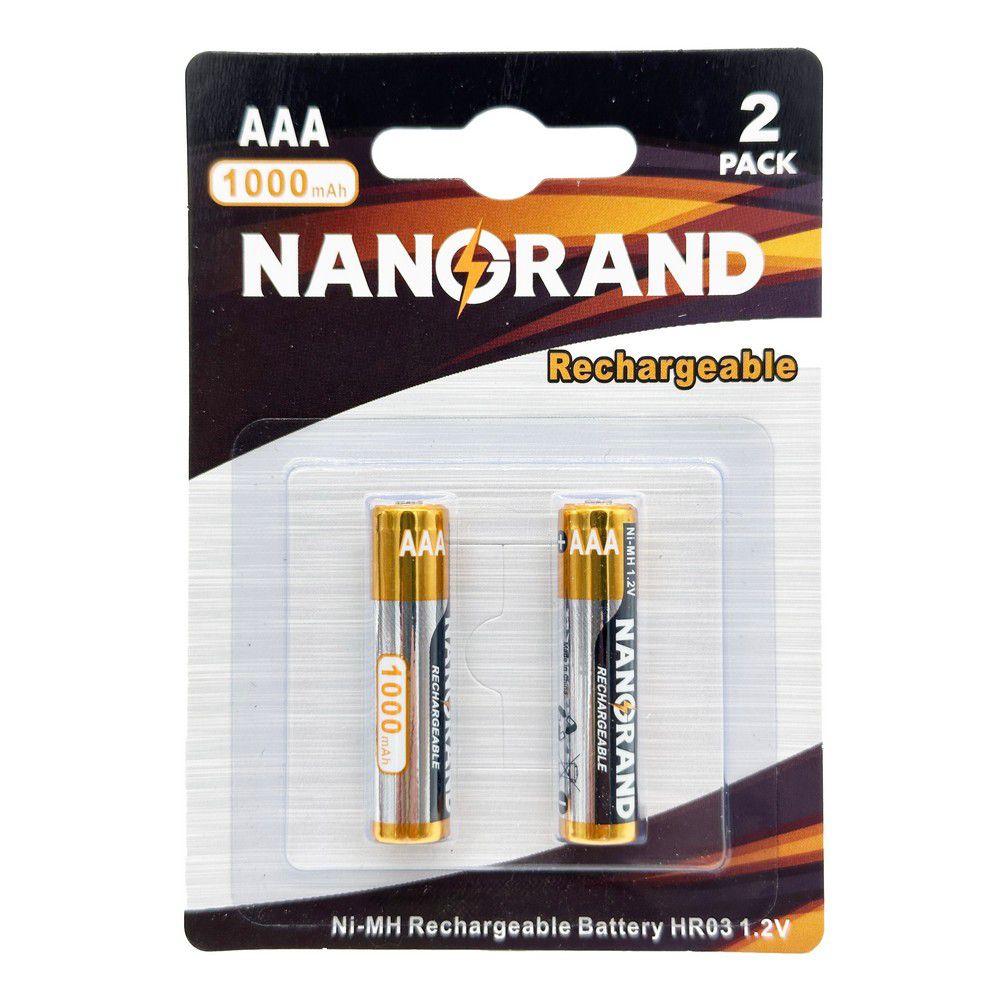 Μπαταρία Nanorand ni-mh επαναφορτιζόμενη ΑΑΑ 1.2V 1000mAh 2 τεμάχια