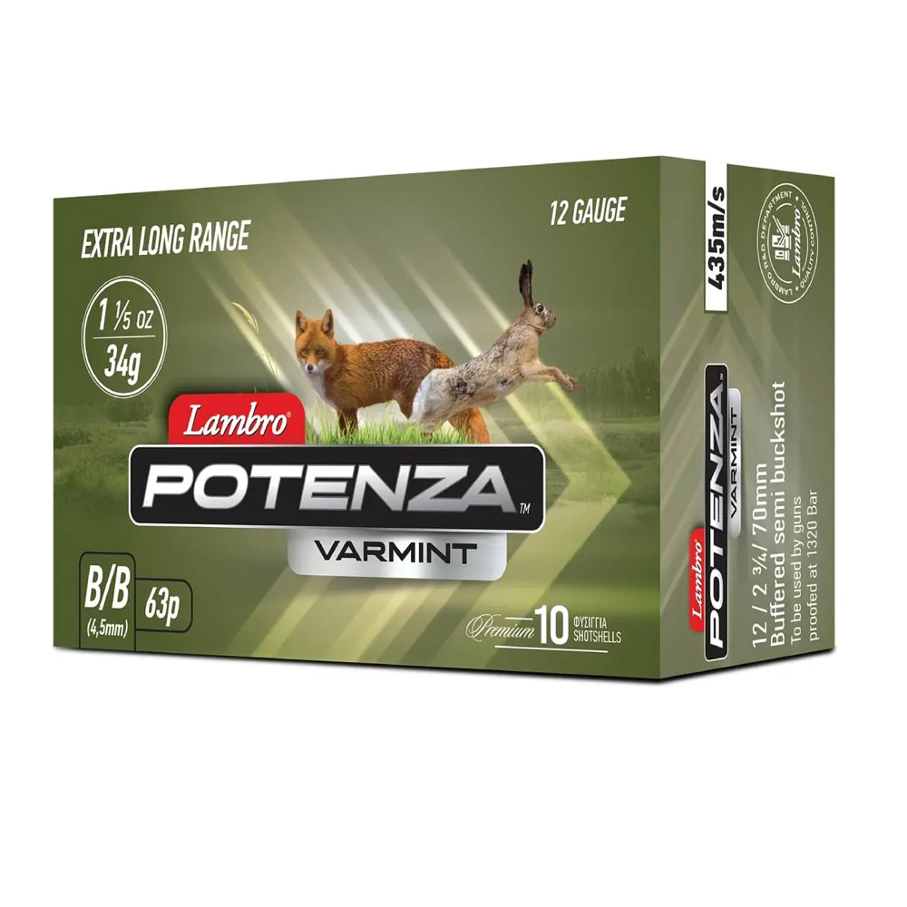 Lambro Potenza Varmint Φυσίγγια cal12 70mm 34gr 10τμχ 63βολο