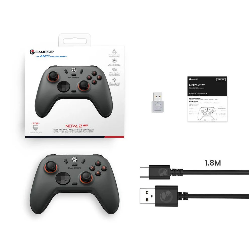 GameSir Nova 2 Lite Wireless Gamepad (Bluetooth/USB-C/2.4Ghz) (PC/Switch/iOS/Android) Midnight Gray - Image 2