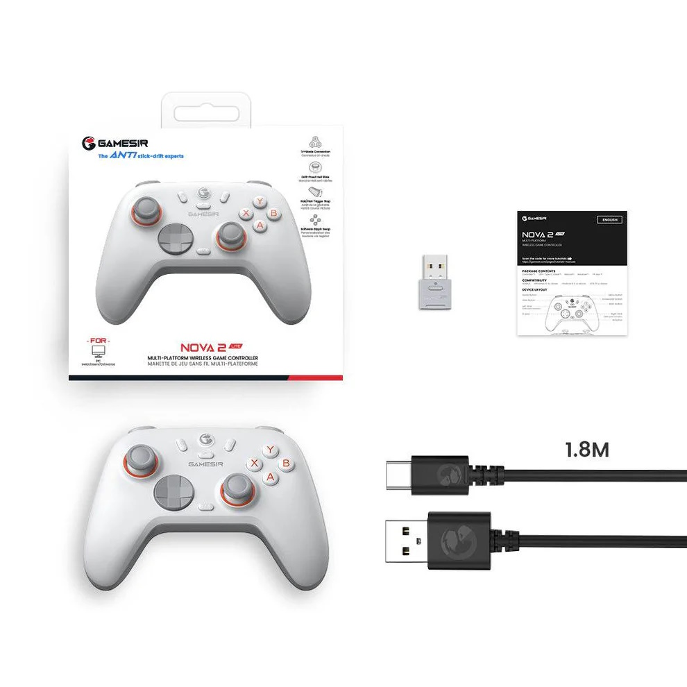 GameSir Nova 2 Lite Wireless Gamepad (Bluetooth/USB-C/2.4Ghz) (PC/Switch/iOS/Android) Luminous White - Image 5