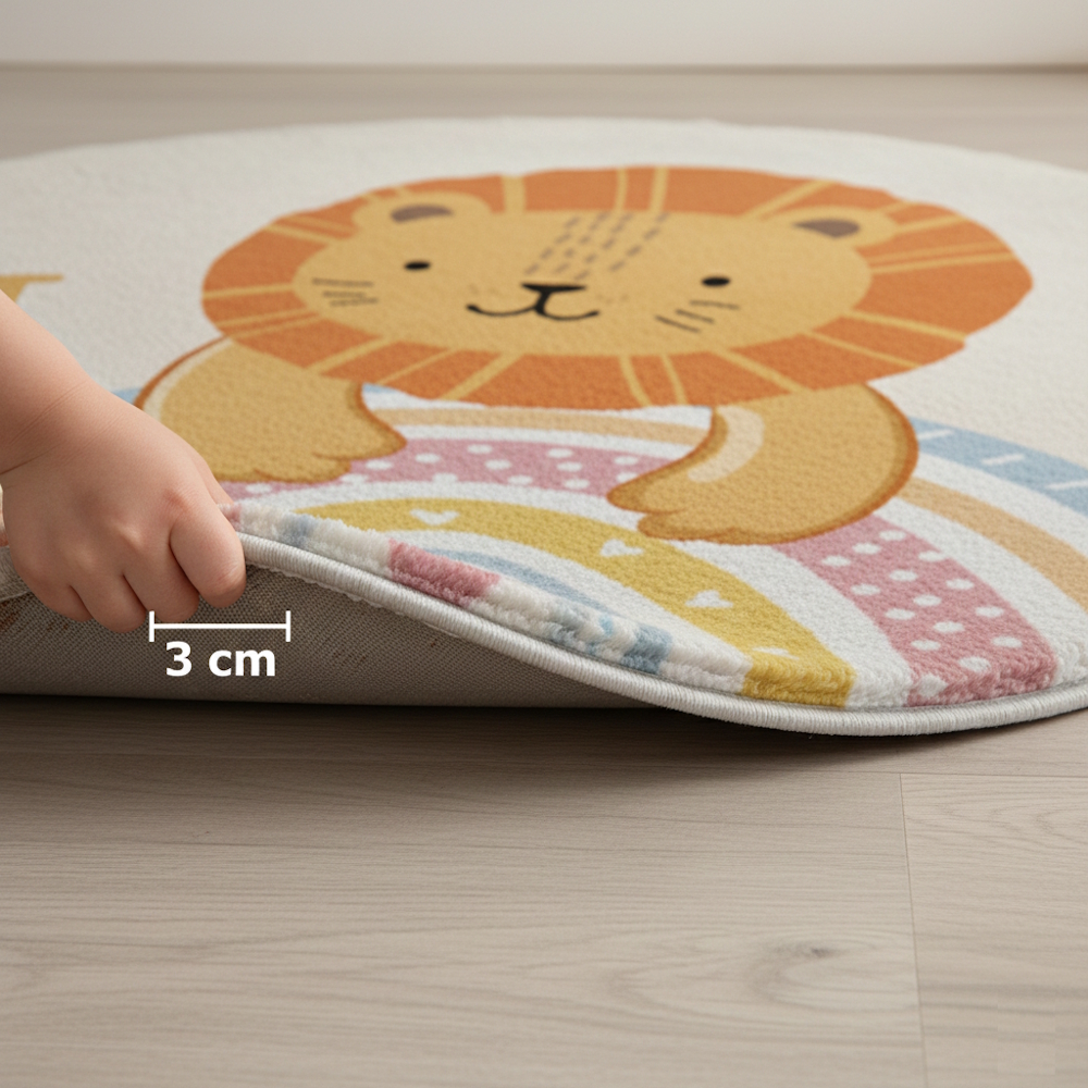 Giggles & Co. Στρογγυλό Παιδικό Play Rug “Lion Laughs” – Μαλακό 3εκ. (Ø120 εκ.) - Image 3
