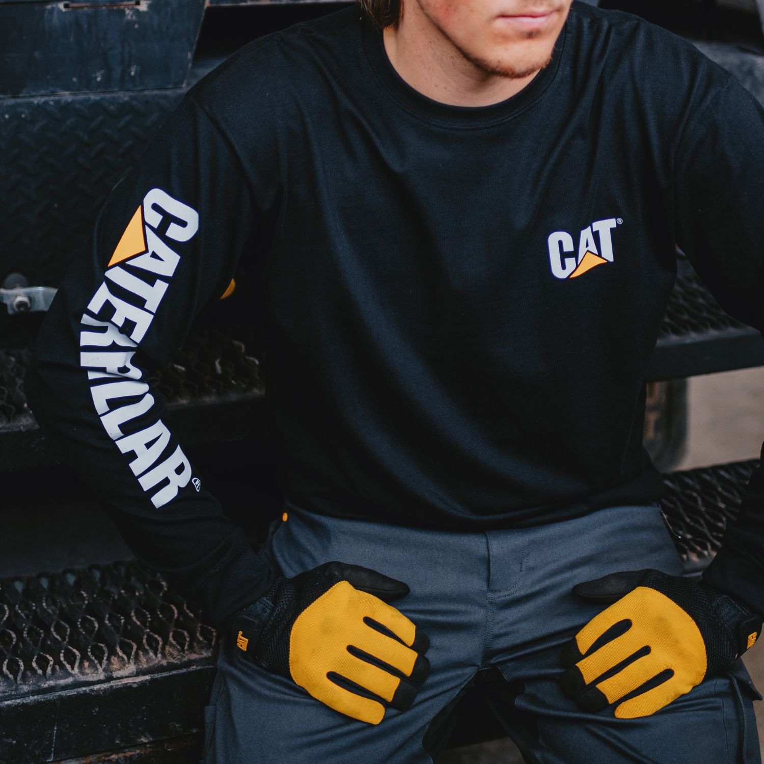 CAT Μπλουζάκι μακρυμάνικο trademark tee μαύρο M 1510034-016 - Image 2