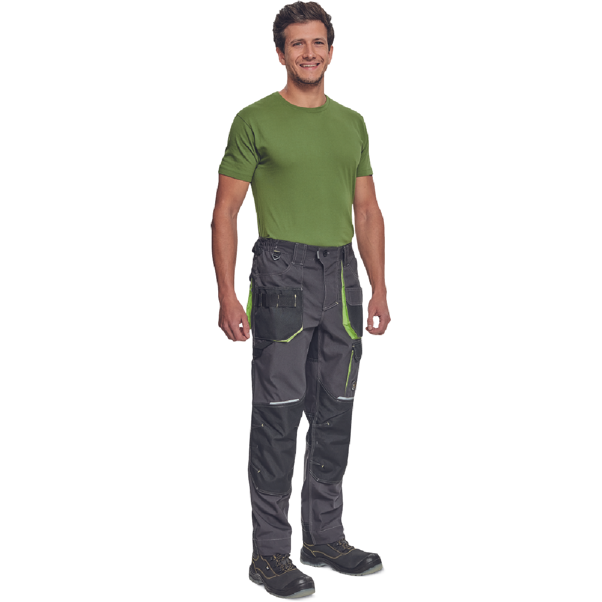 ΠΑΝΤΕΛΟΝΙ ΕΡΓΑΣΙΑΣ GREENDALE ΑΝΘΡΑΚΙ/ΛΑΙΜ 65%poly-35%cott, 270 g/m² No 54/L - Image 2