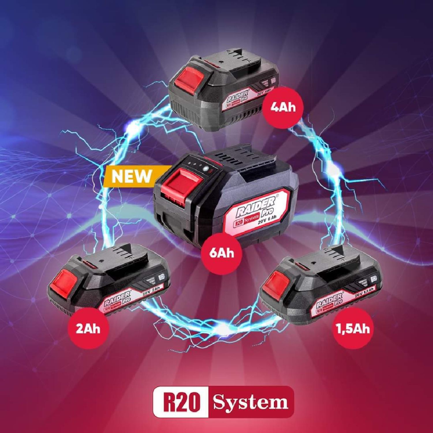 RAIDER R20 Μπαταρία 20V με χωρητικότητα 2Ah Li-ion RDP-R20 131152 - Image 2