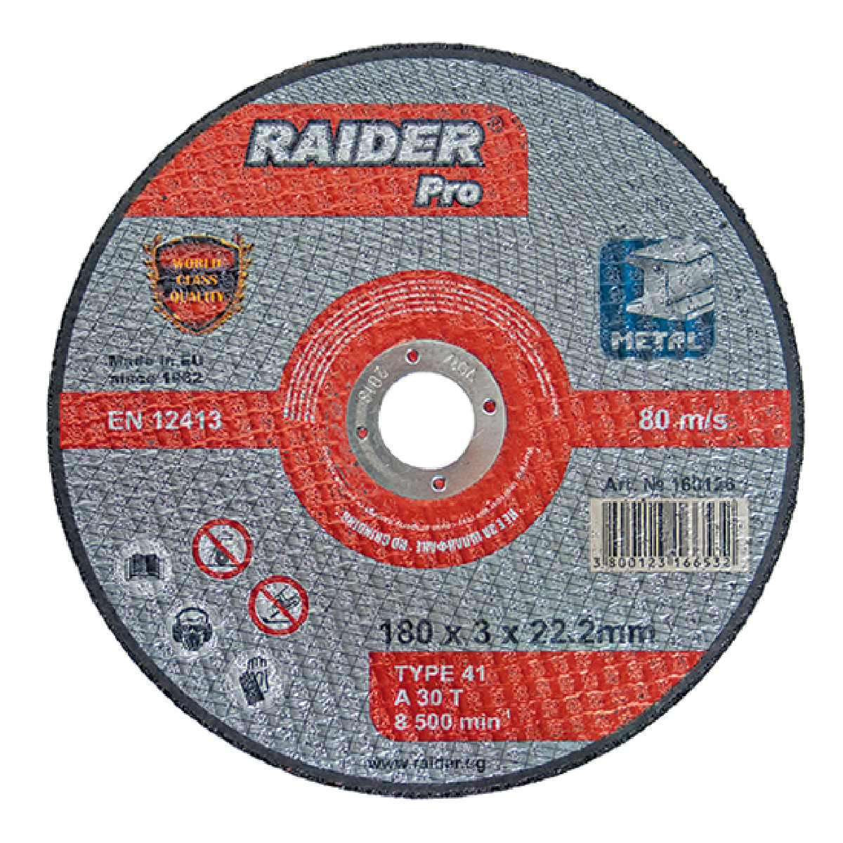 RAIDER Τροχός κοπής μετάλλου Pro 115*2.5*22.2mm 160122