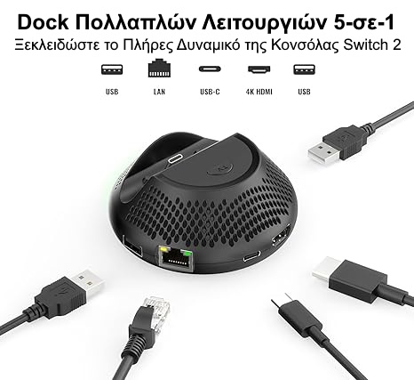 Φορητό TV Dock για Nintendo Switch 2 με 4K, Ethernet JYS NS2289 Μαύρο - Image 2