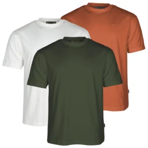 Pinewood 5447 Μπλούζες T-Shirt Λευκό - Πορτοκαλί - Χακί Σετ 3τμχ