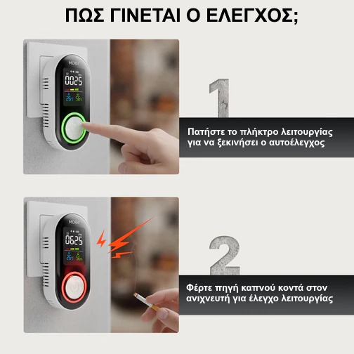 MOES Αυτόνομος Ανιχνευτής Μονοξειδίου Άνθρακα Plug-In 3-σε-1 (LED, Θερμοκρασία/Υγρασία, Backup Μπαταρία) - Image 5