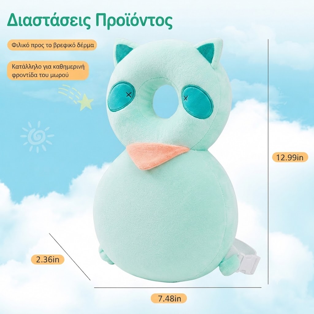 Giggles and Co. Προστατευτικό Μαξιλάρι Κεφαλιού Μωρού "Green Cat" Velvet (5 έως 48 μηνών) - Image 3