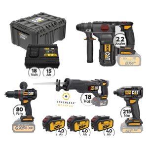 CAT Combo-24 Σπαθόσεγα DX5050B, Δράπανο DX13B, Κατσαβίδι DX71B, Σκαπτικό DX21B, Εργαλειοθήκη DA41003